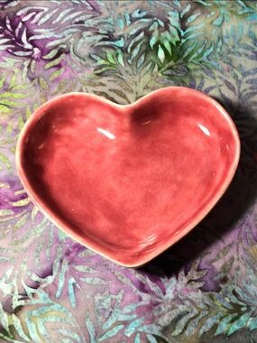MANGO TREE STUDIOS 4.5” Ceramic Heart Trinket Dish Rose Blush
